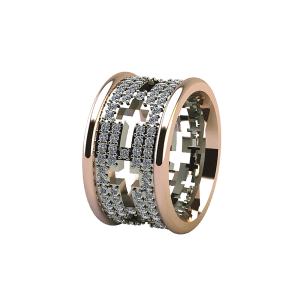 Diamond Cross Ring Rose Gold with White Gold center or Rose Gold center