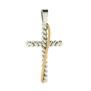 Twist Cross Silver with Yellow Gold (10K Gold)