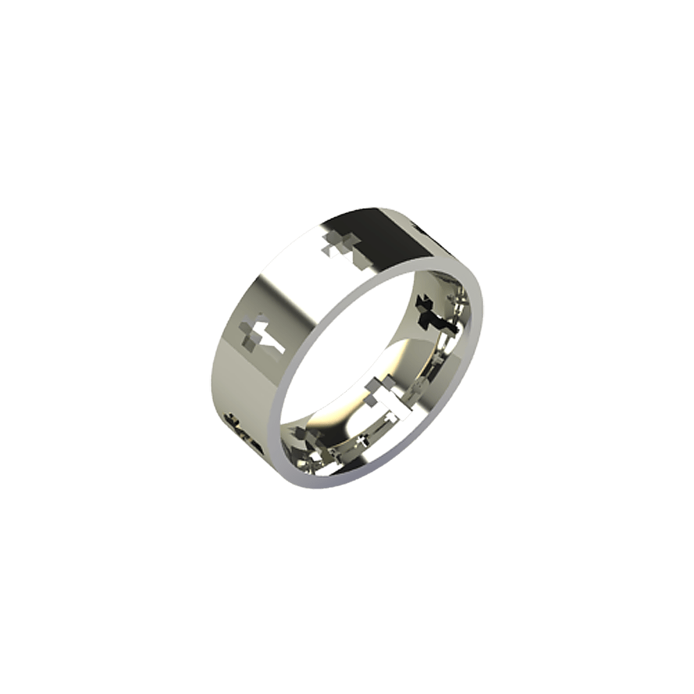 White Gold Cross Ring - Image 2