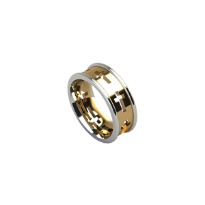 Gold Cross Ring with White Gold Exterior
