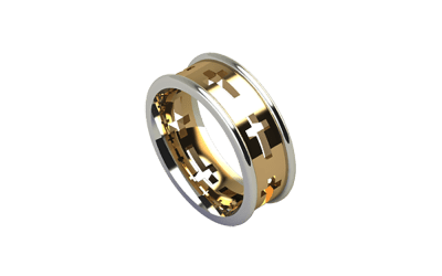 Gold Cross Ring with White Gold Exterior