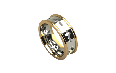 White Gold Cross Ring with Gold Exterior
