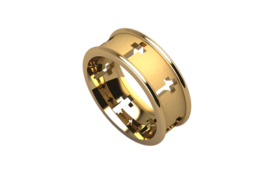Gold Cross Ring with Gold Exterior