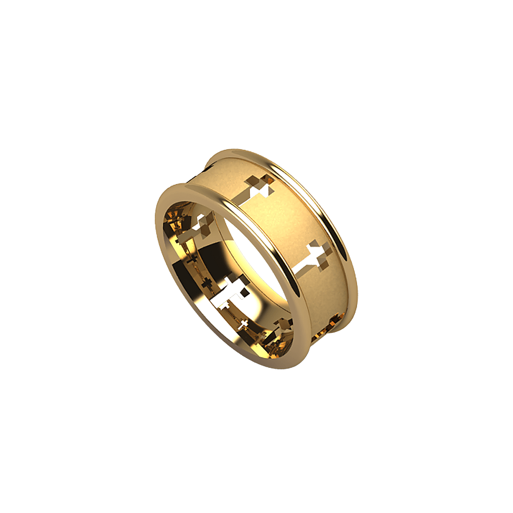 Gold Cross Ring with Gold Exterior