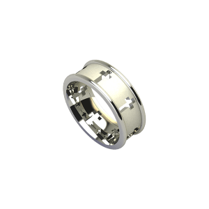 White Gold Cross Ring with White Gold Exterior