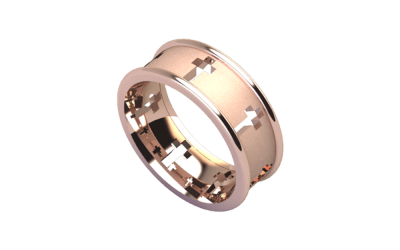 Rose Gold Cross Ring with Rose Gold Exterior